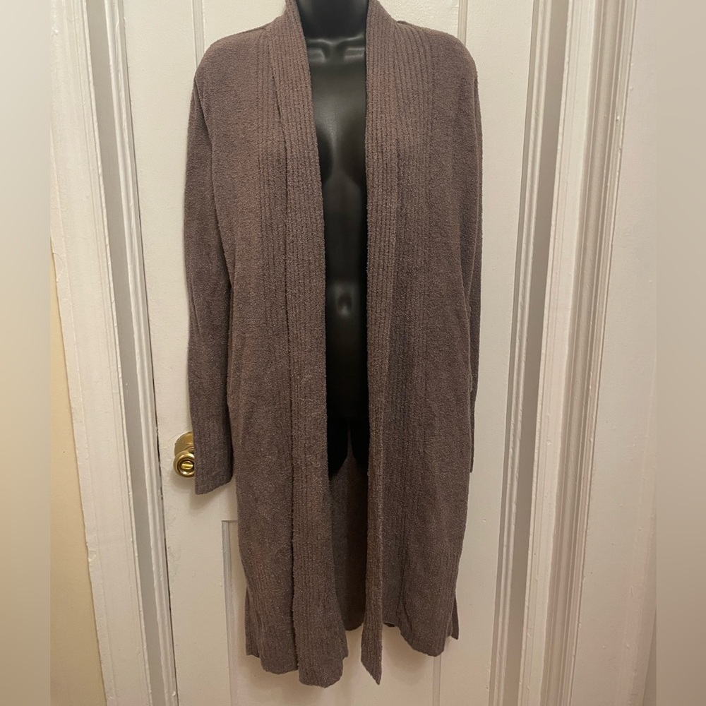 Barefoot Dreams CozyChic Lite Brown Montecito Long Knit Cardigan Sweater S